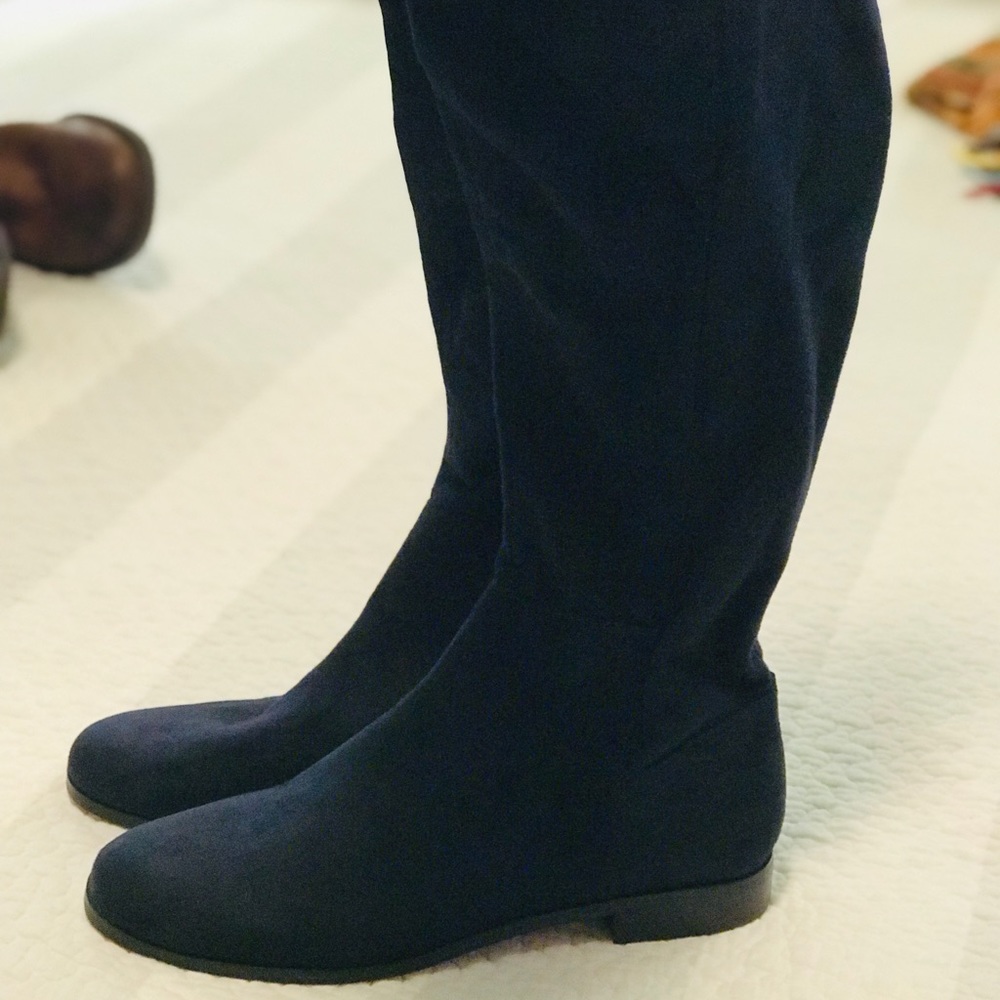 NWT OVER THE KNEE BLUE SUEDE BOOTS
